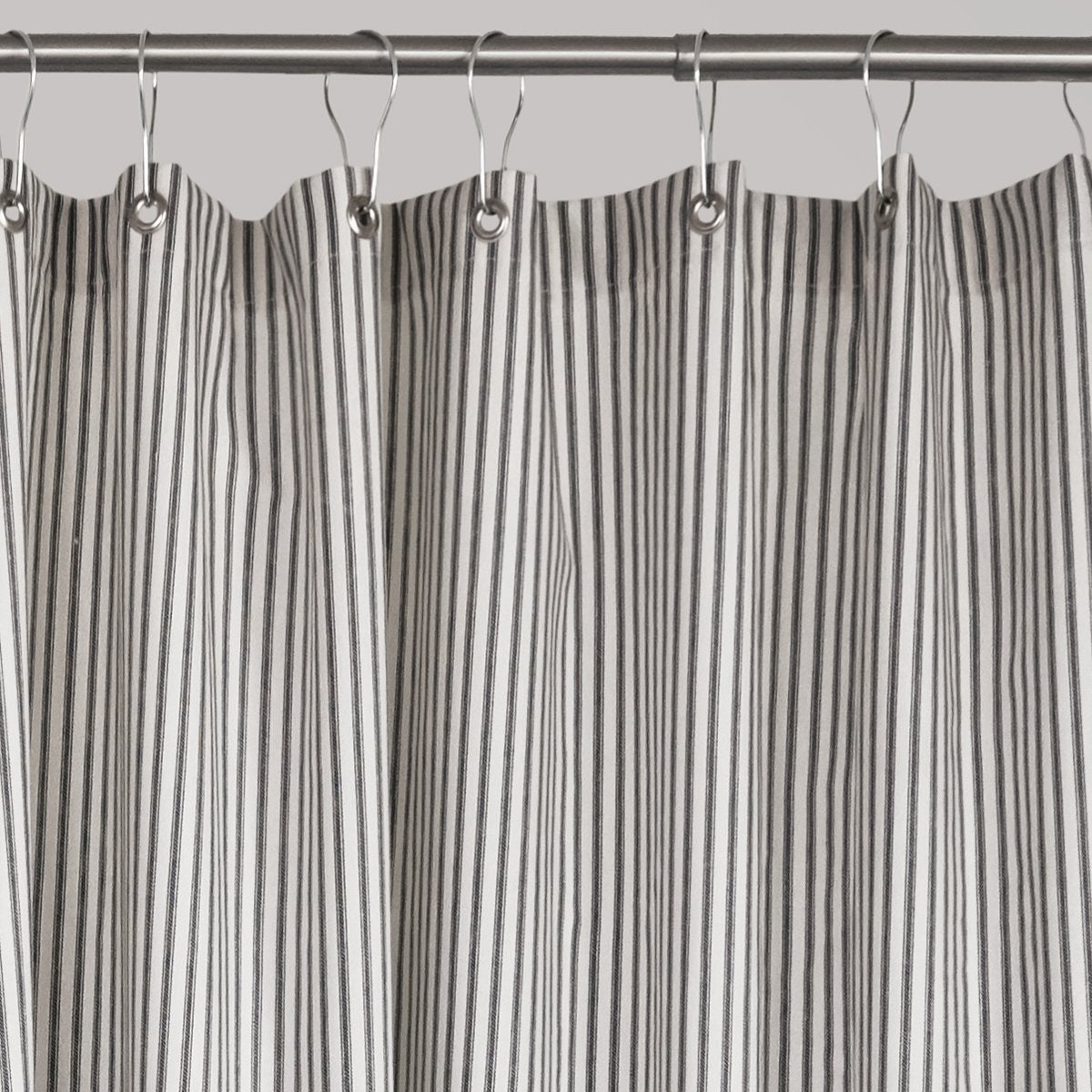 Extra Long Ticking Stripe Shower Curtain Black 72x84