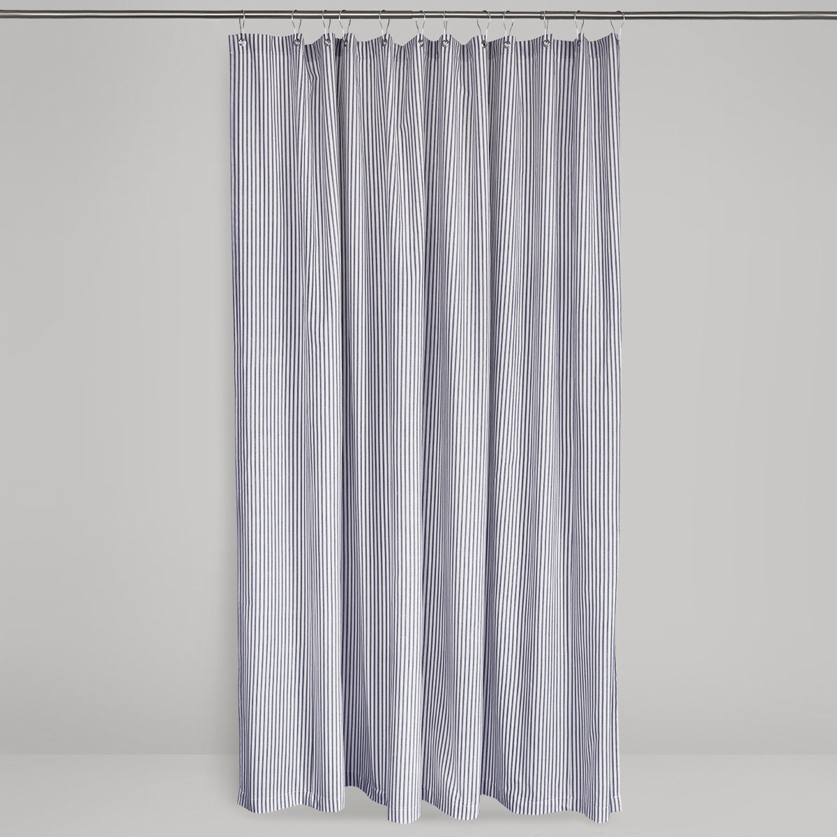 Nautical Ticking Stripe Shower Curtain | 72x72 | Grey, Brown, Navy, Black, Red Ticking Stripe Fabric