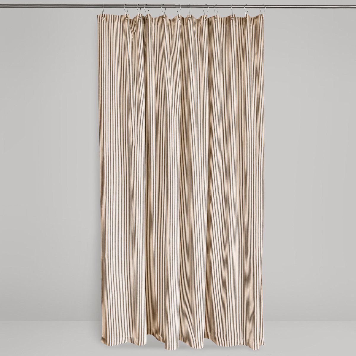 Brown Ticking Stripe Shower Curtain