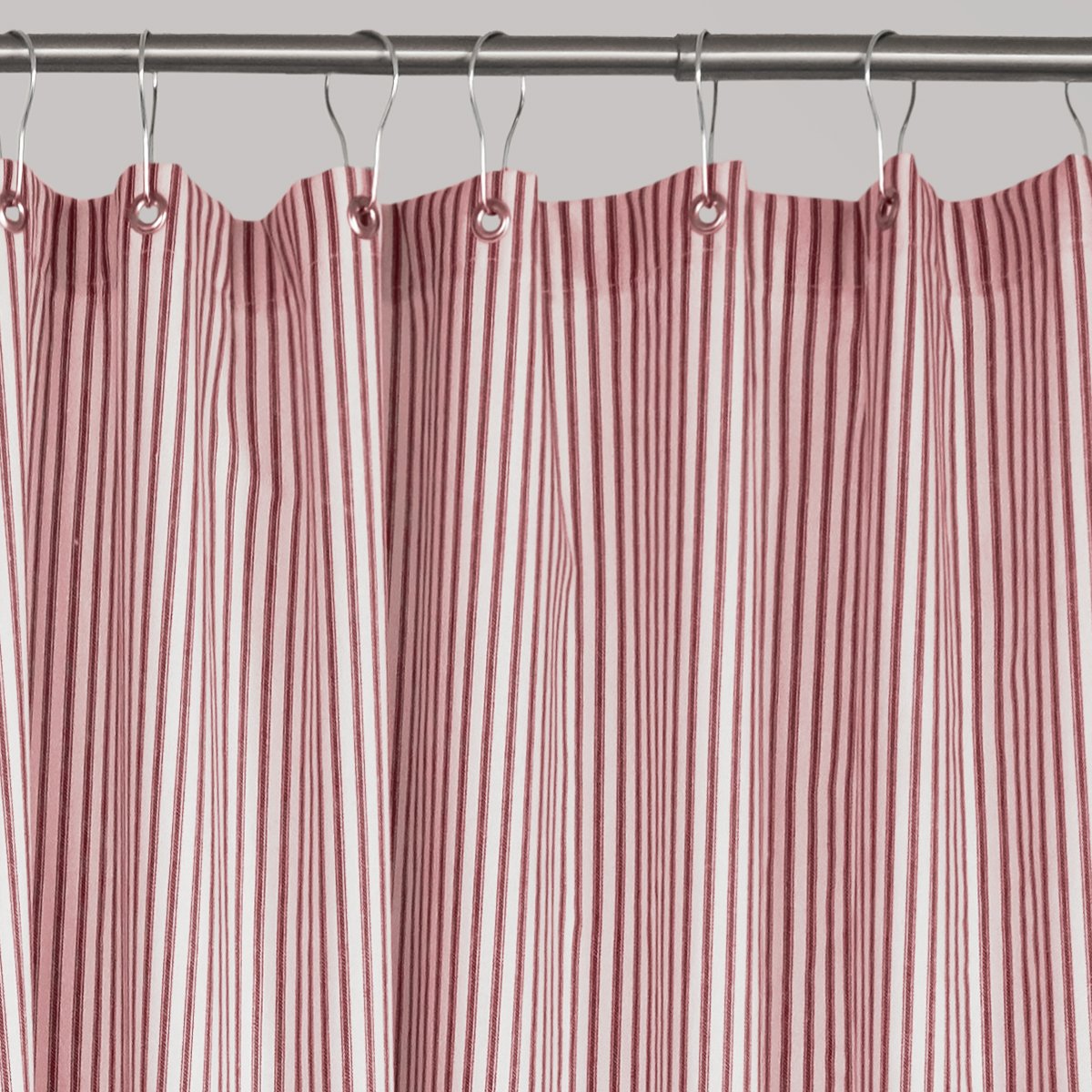 Nautical Ticking Stripe Shower Curtain | 72x72 | Grey, Brown, Navy, Black, Red Ticking Stripe Fabric