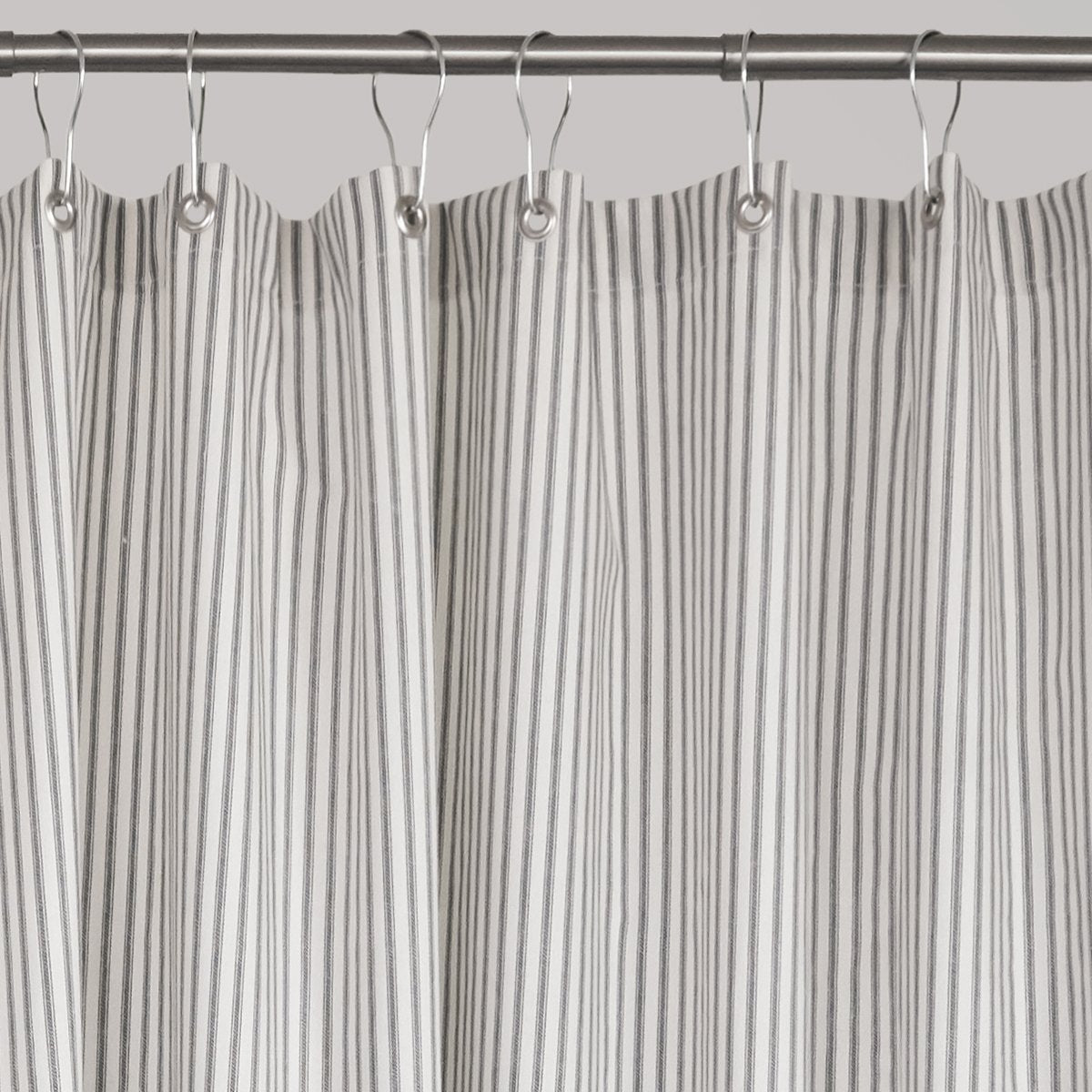 Nautical Ticking Stripe Grommeted Shower Curtain | 72x72 | Grey, Brown, Navy, Black, Red Ticking Stripe Fabric
