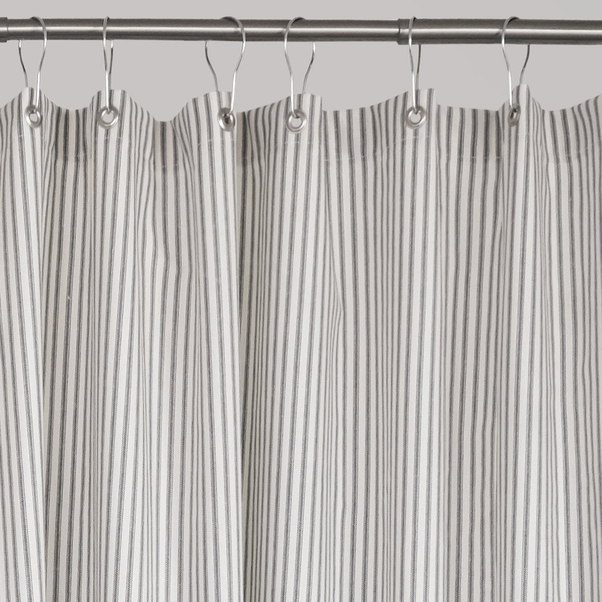 Nautical Ticking Stripe Shower Curtain | 72x72 | Grey, Brown, Navy, Black, Red Ticking Stripe Fabric