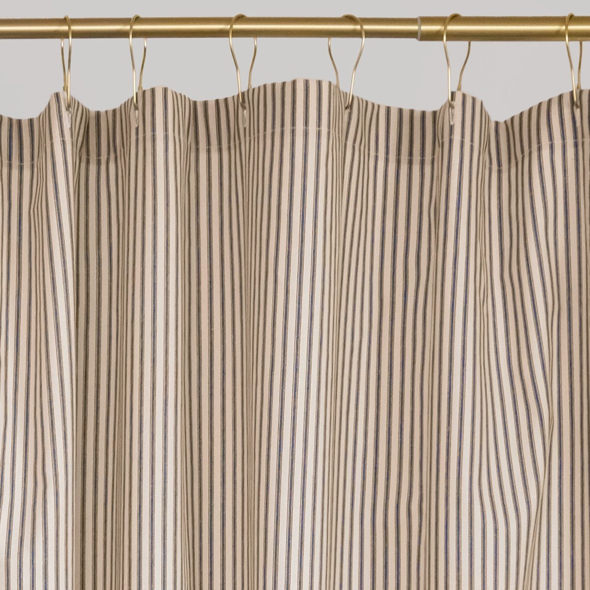 Ruffled Ticking Stripe Shower Curtain Brown