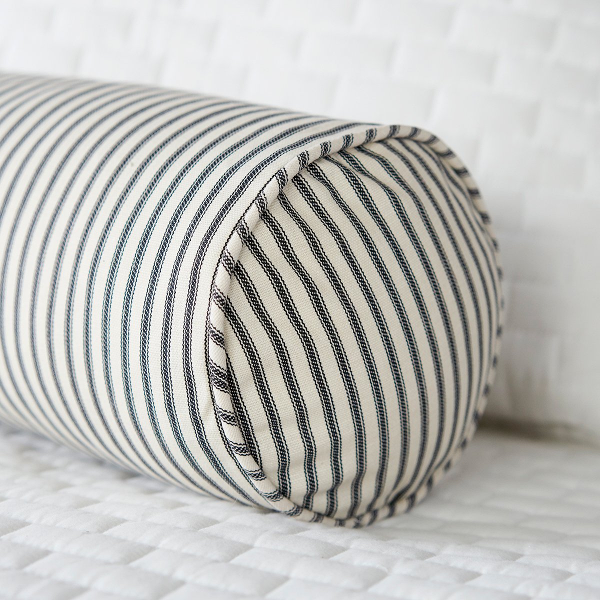 Ticking Stripe Bolster Pillow with Insert 6"x12" - Black, Navy, Red, Grey, Brown