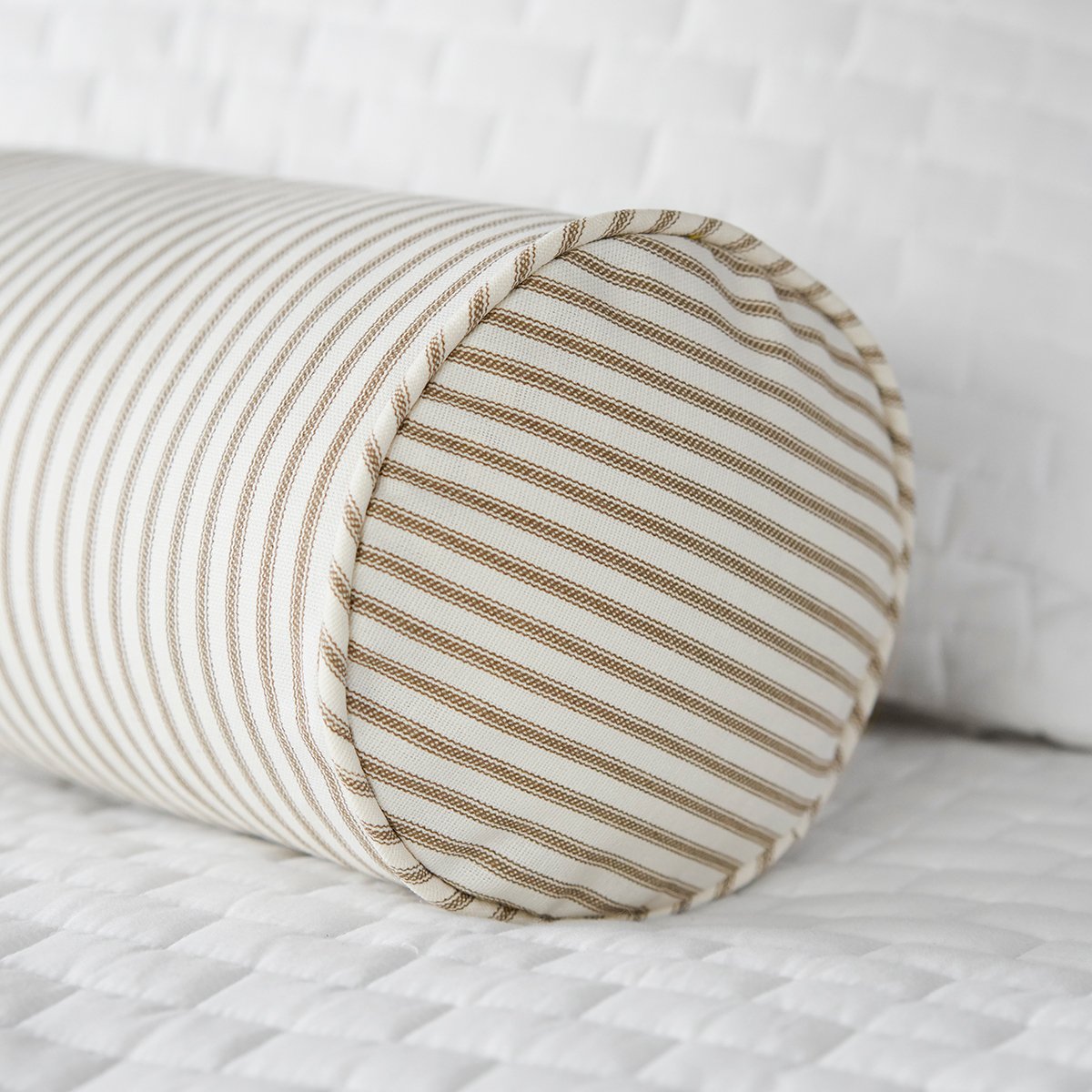 Ticking Stripe Bolster Pillow with Insert 6"x12" - Black, Navy, Red, Grey, Brown
