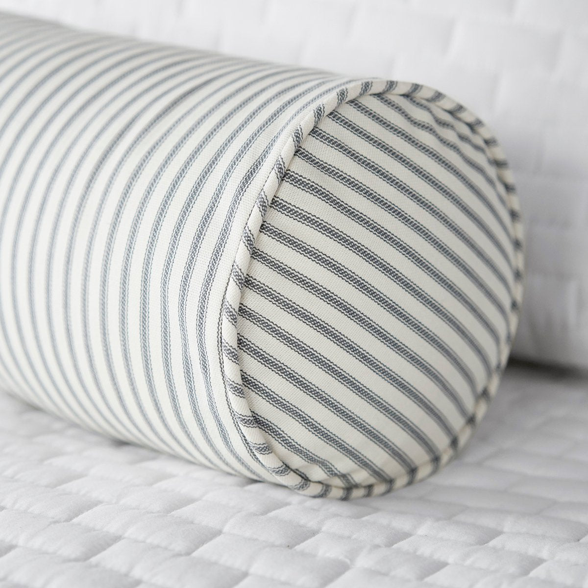Gray Ticking Stripe Bolster Pillow