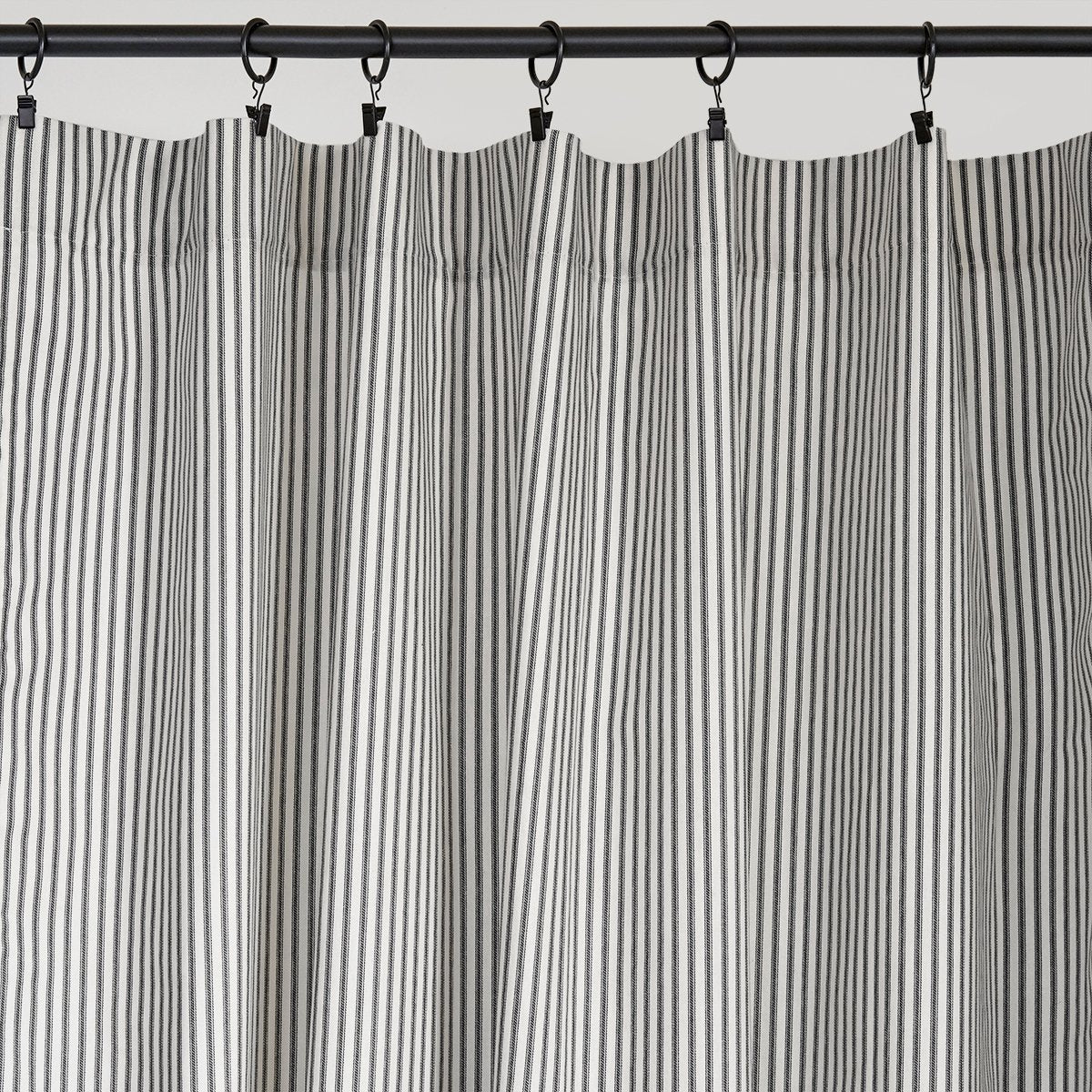 Black Ticking Stripe Curtain Panel