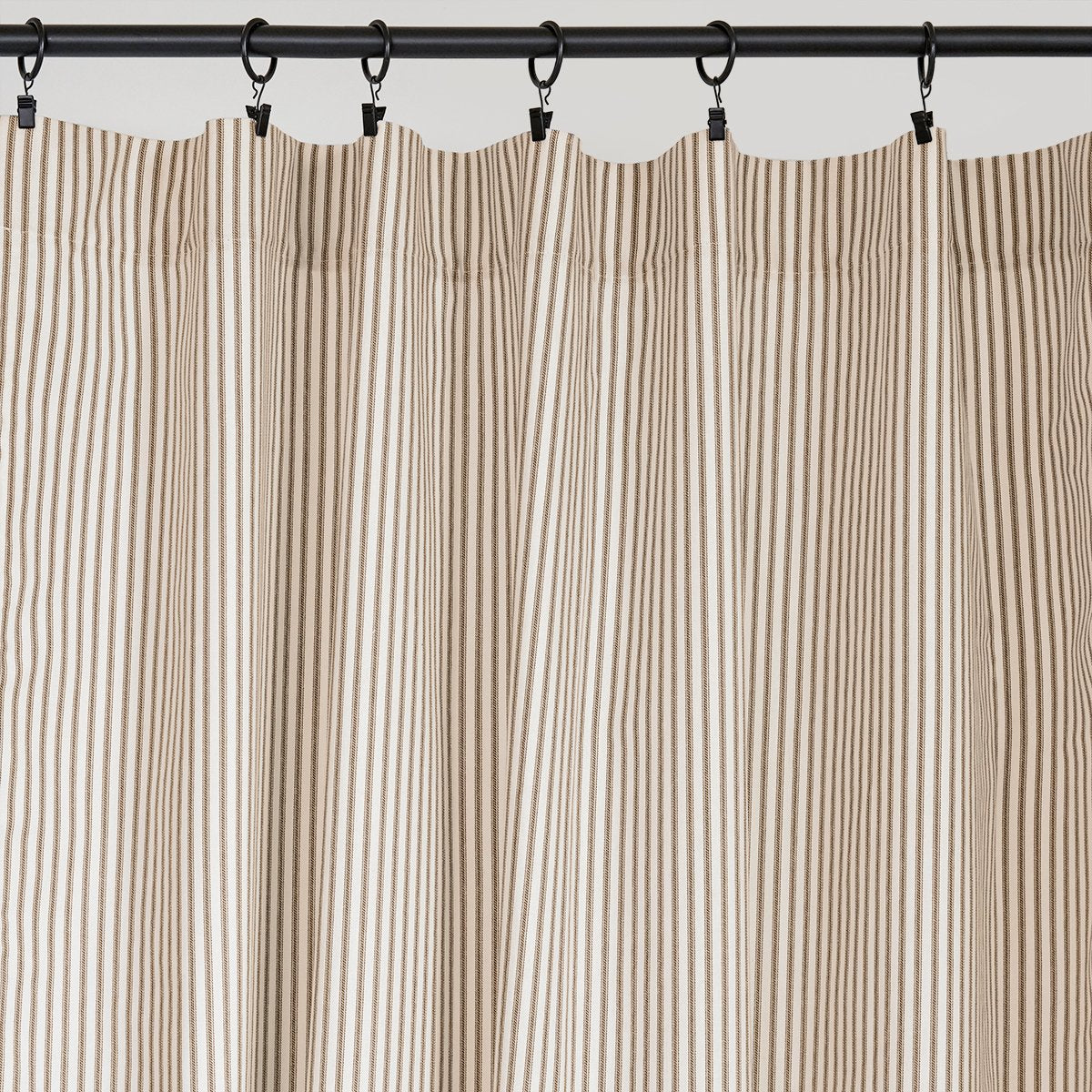 Brown Ticking Stripe Curtain Panel 84”
