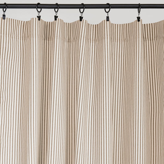 Brown Ticking Stripe Curtain Panel