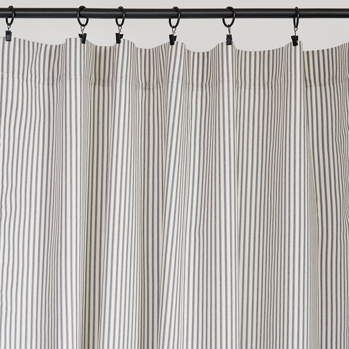Gray Ticking Stripe Curtain Panel 84” Tall