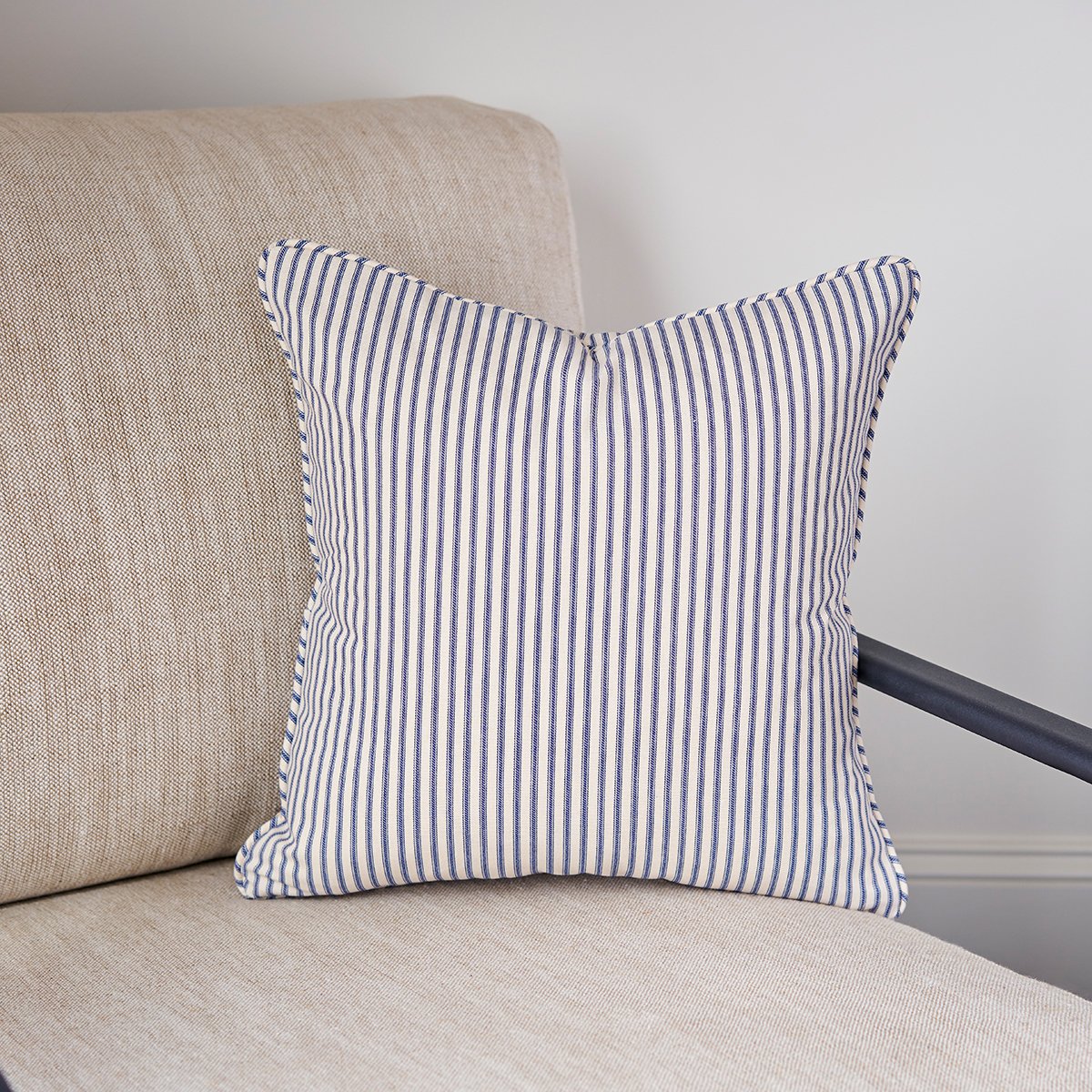 Navy Blue Ticking Stripe Throw Pillow Cover 18x18