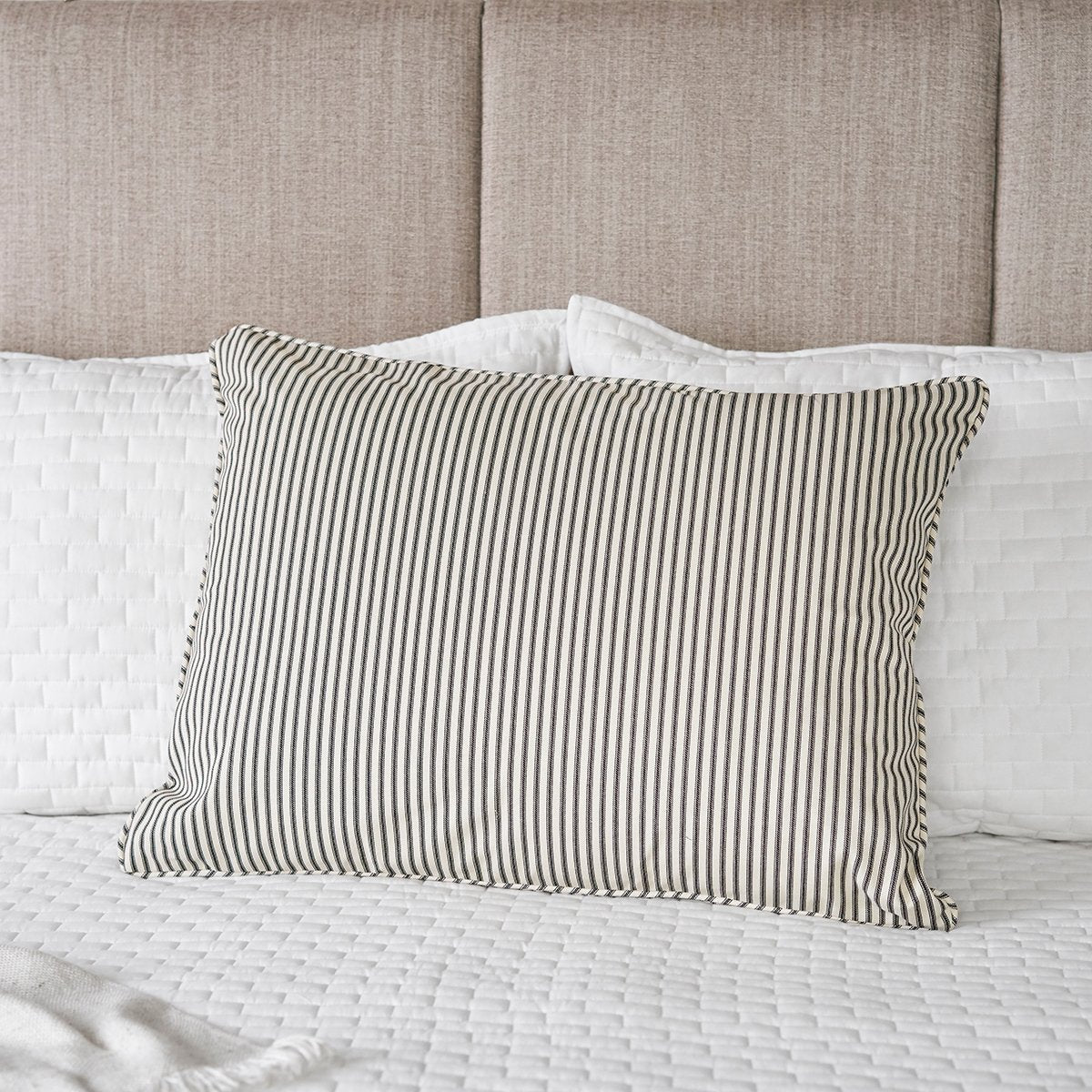 Ticking Stripe Pillow Sham |  Standard Size Black