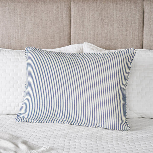 Ticking Stripe Pillow Sham |   Standard Size Blue