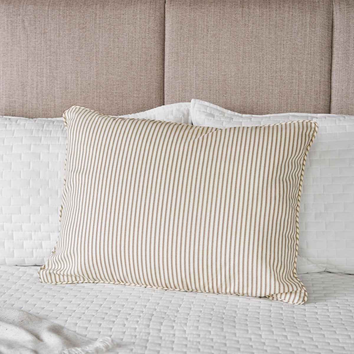 Ticking Stripe Pillow Sham |   Standard Size Brown