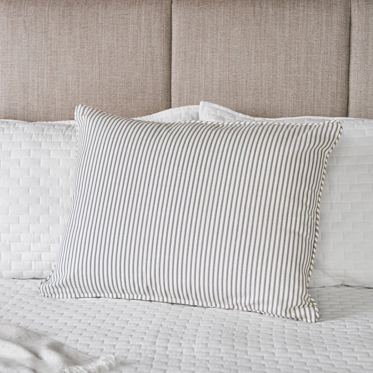 Ticking Stripe Pillow Sham |  Standard Size Gray