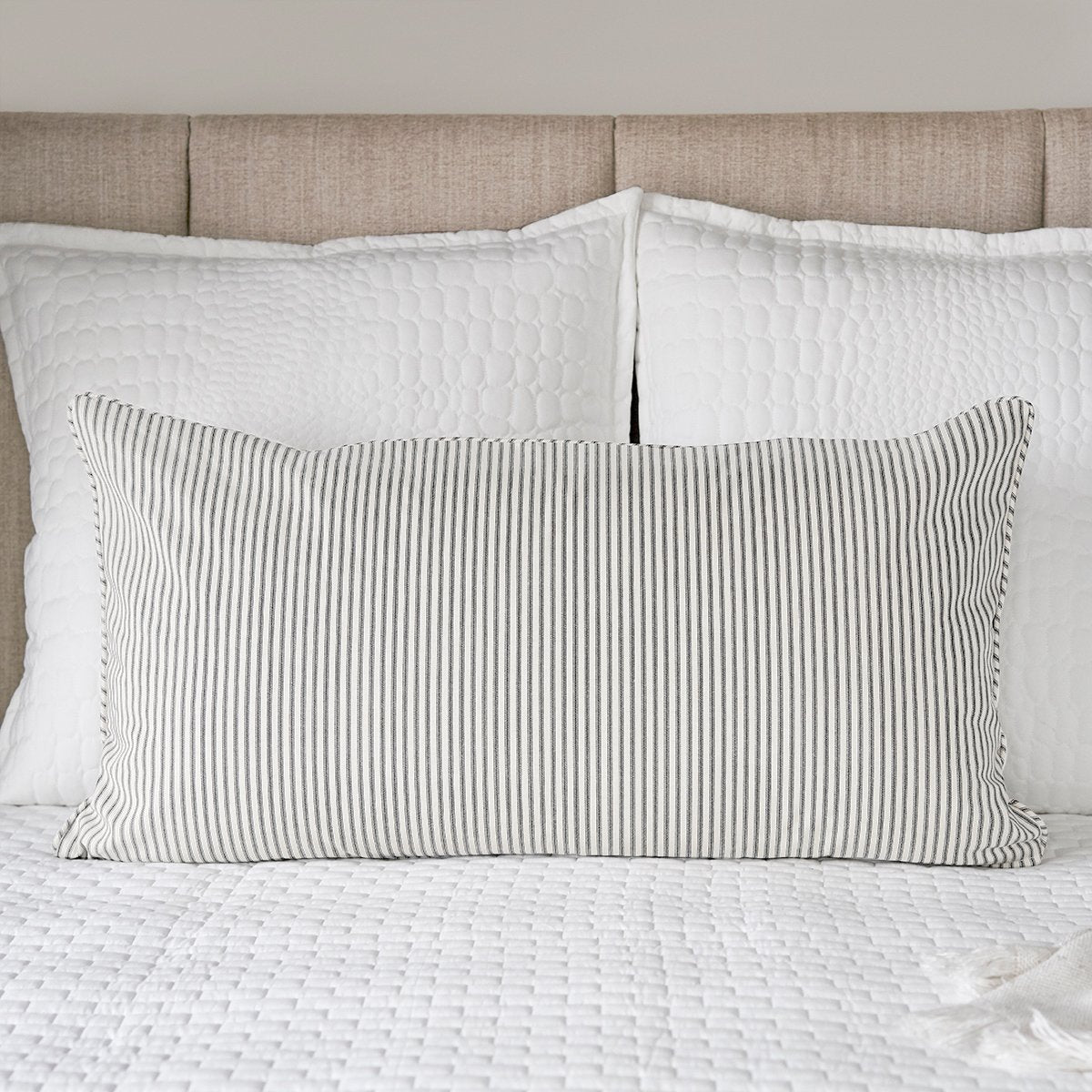 Ticking Stripe Pillow Sham |  King Size Gray