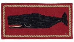 Black Whale Rug With Red Background