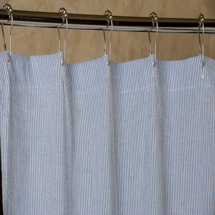 Blue and White Seersucker Shower Curtain