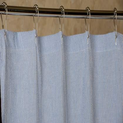 Blue and White Seersucker Shower Curtain