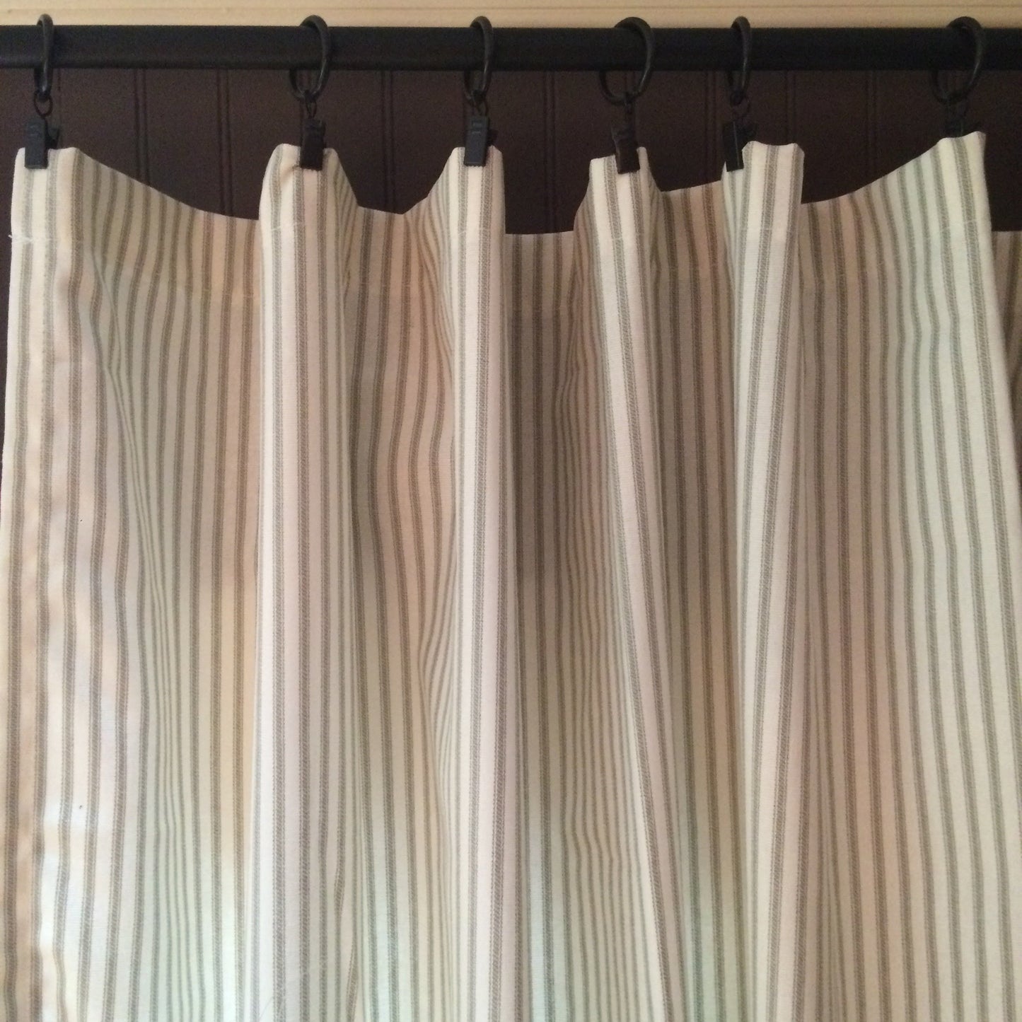 Gray Ticking Stripe Curtain Panel