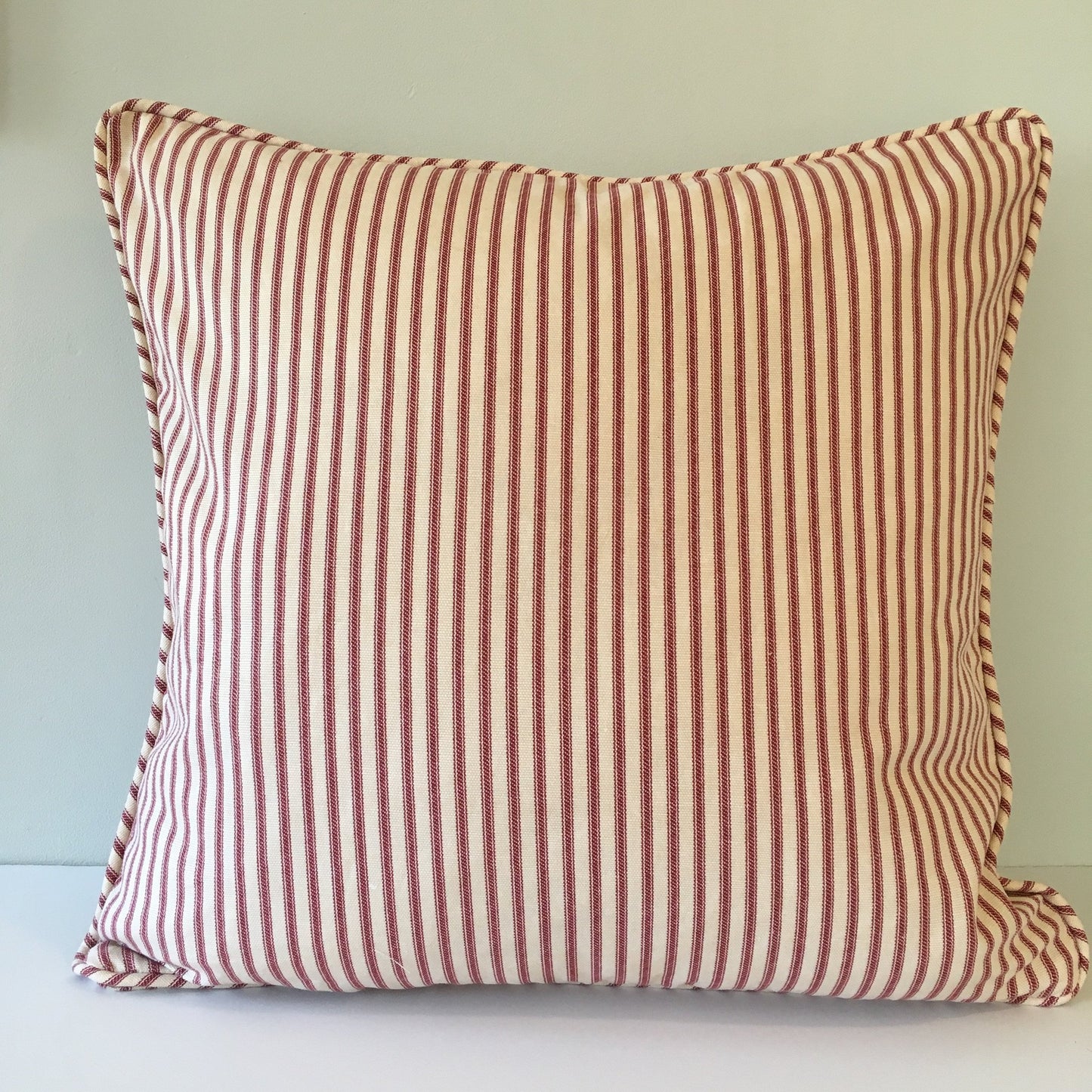 Red Ticking Stripe Throw Pillow Cover 18x18