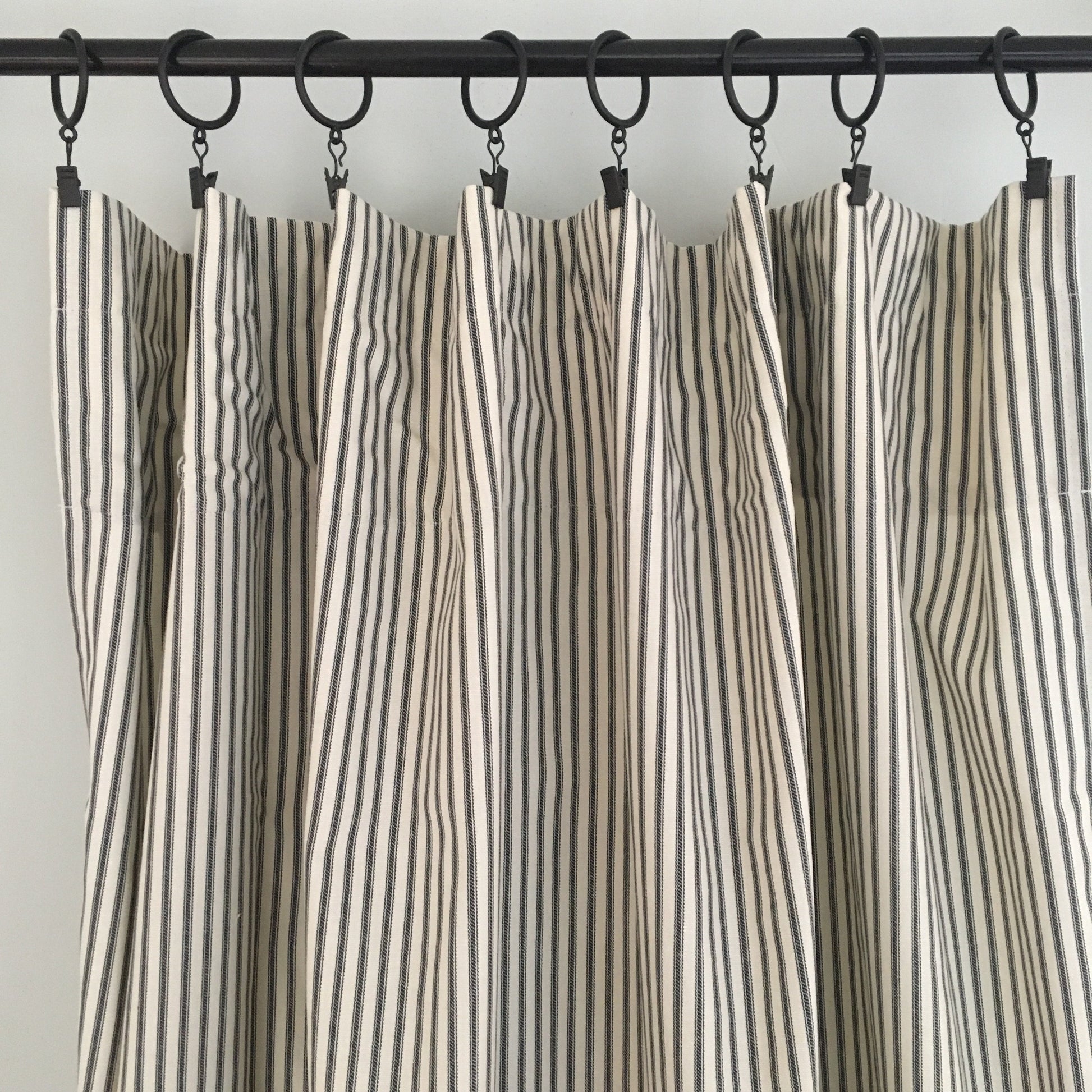 Black Ticking Stripe Curtain Panel