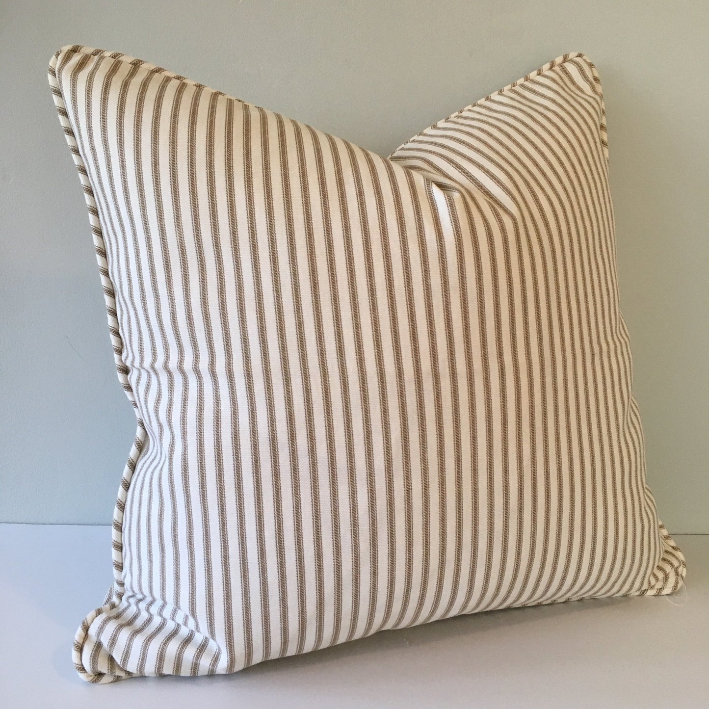 Brown Ticking Stripe Throw Pillow Cover 18x18