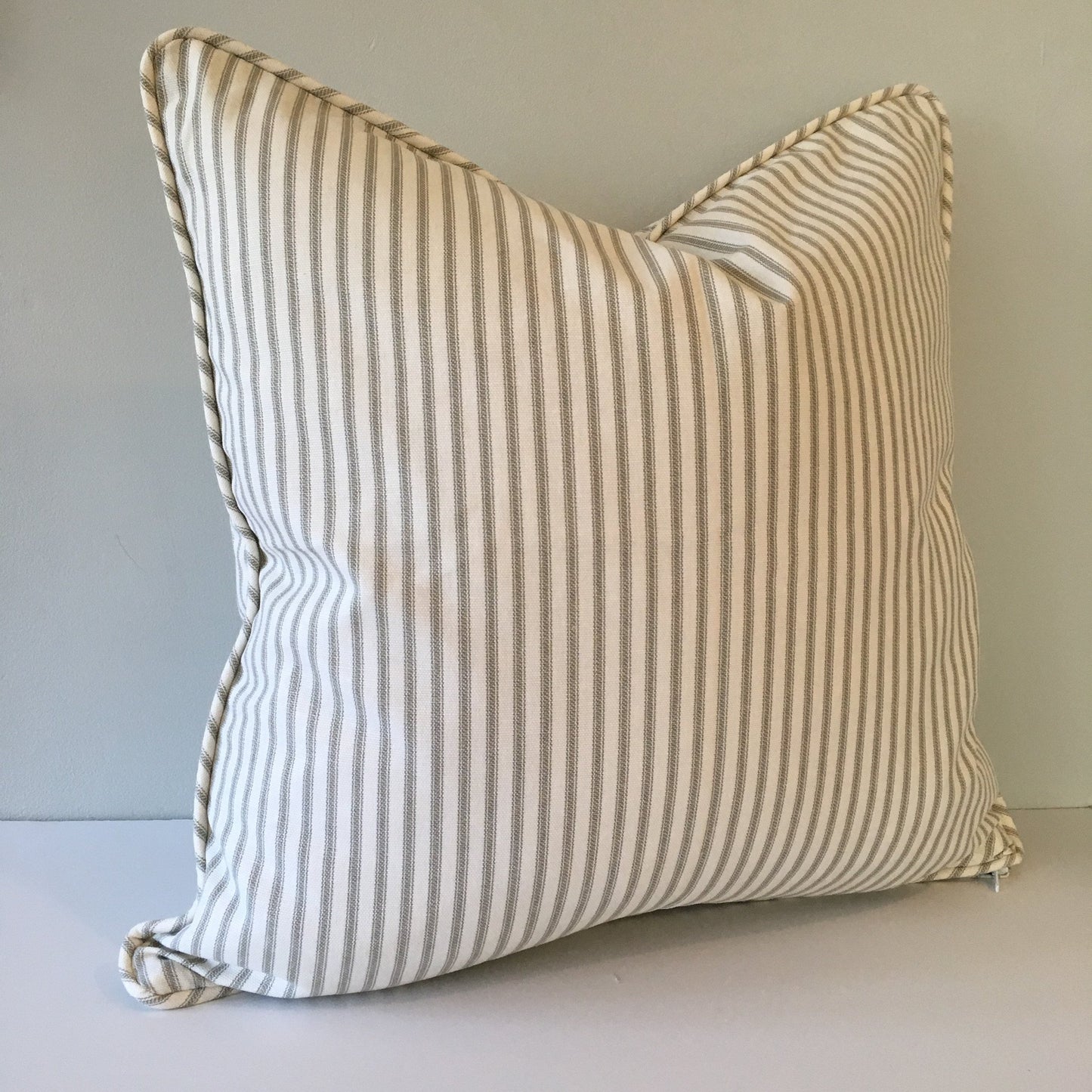 Gray Ticking Stripe Throw Pillow Cover 18x18