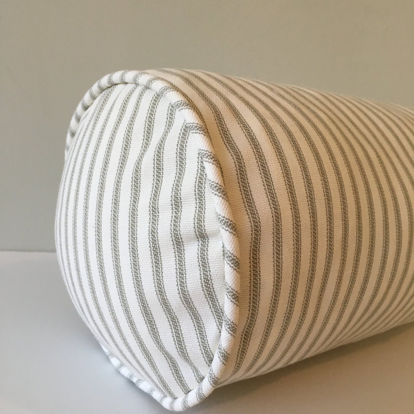Gray Ticking Stripe Bolster Pillow