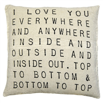 I Love You Everywhere Linen Throw Pillow by Sugarboo