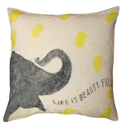 Life Is Beauty Full Elephant Throw Pillow