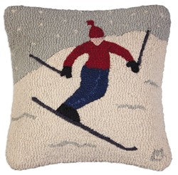 Skiing Themed Throw Pillow Wool