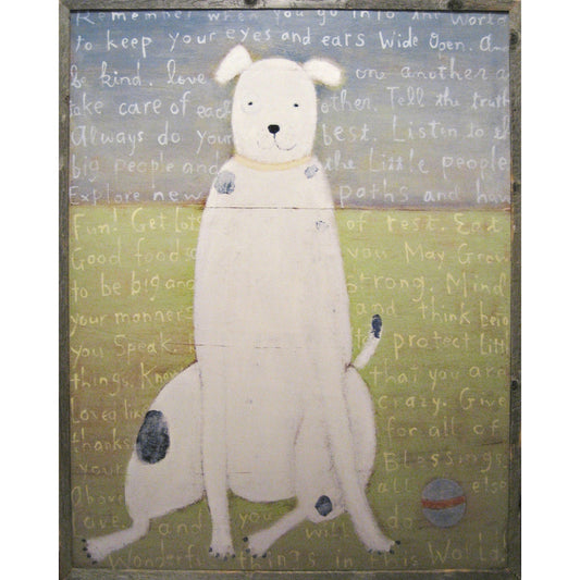 White Boy Dog - Grey Wood Frame