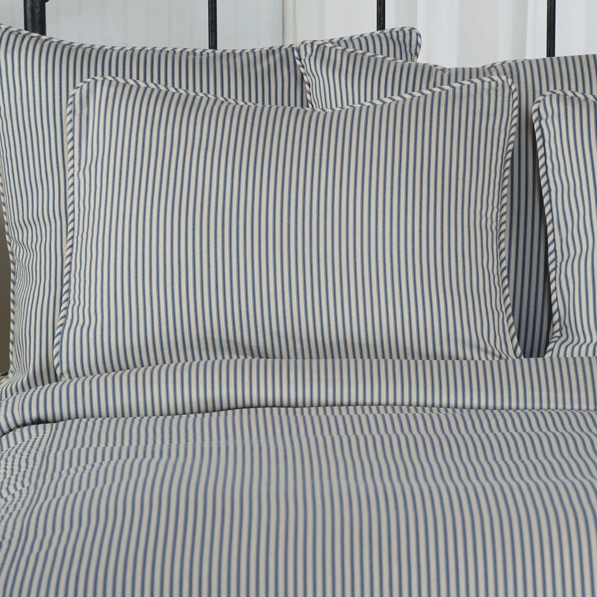 Ticking Stripe Pillow Sham Navy Blue Standard Euro King