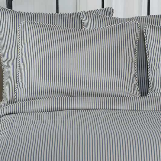 Ticking Stripe Pillow Sham |  Euro, Standard, King, Black, Navy, Grey