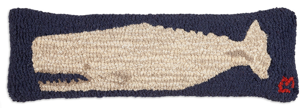 Wool Hooked Throw Pillow - Whale
