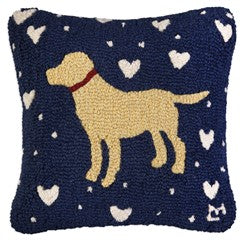Yellow Lab Throw Pillow with Hearts 